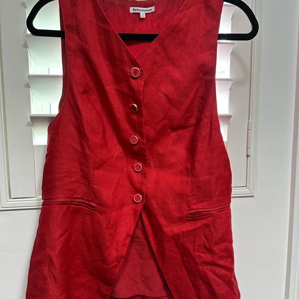 Reformation Red Sleeveless Top